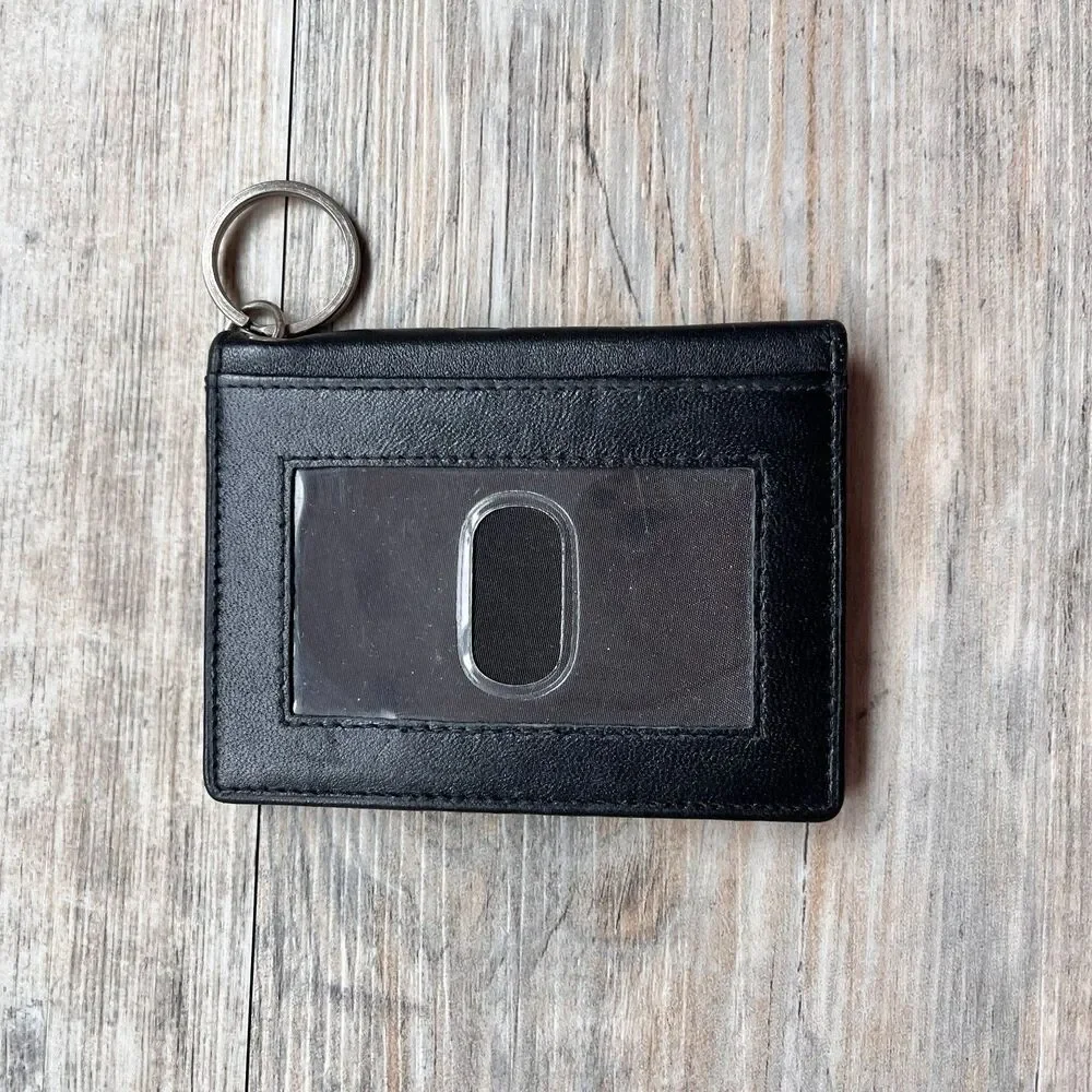 UW Madison Leather Wallet Black Embossed Badgers Keychain Wallet Minimalist